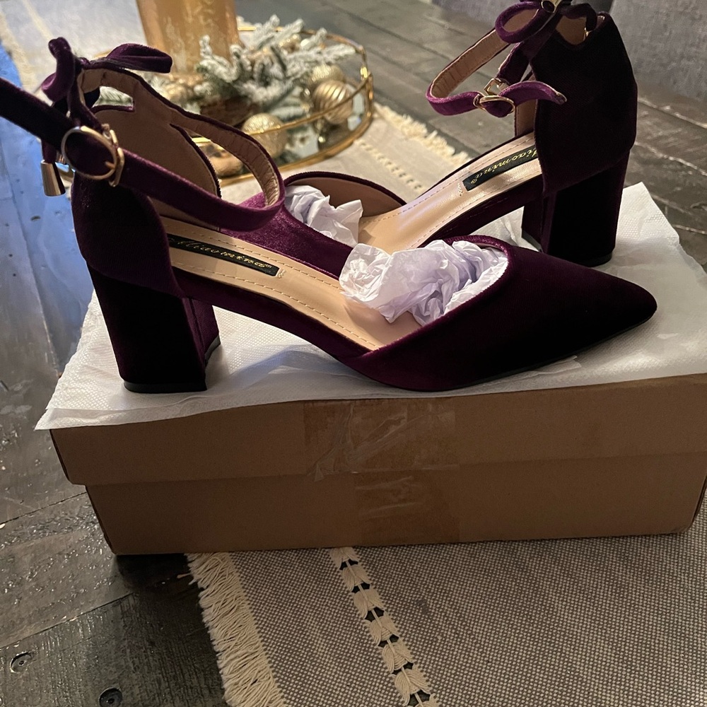 Chic Velvet Burgundy Women's Heels